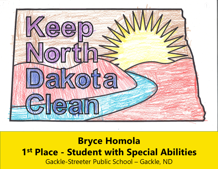 Keep North Dakota Clean logo colored by a student.