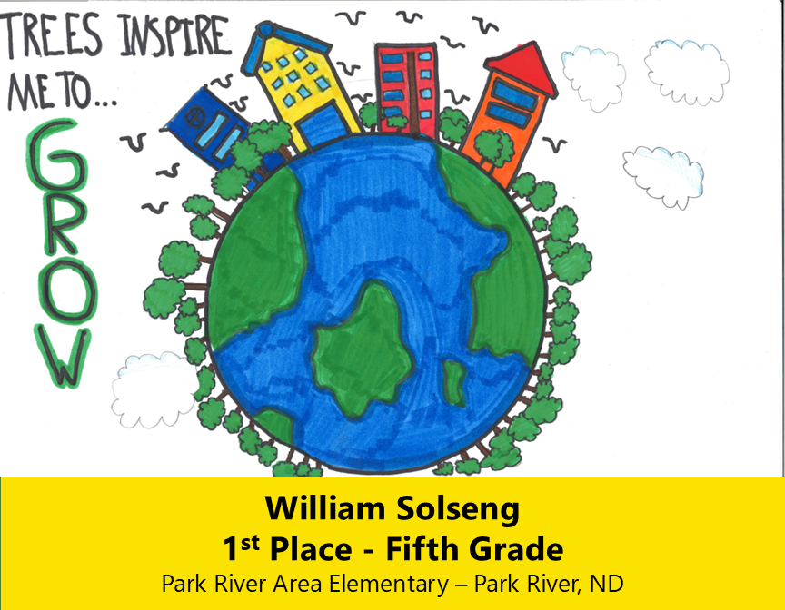 Drawing of an Earth with Trees and Building along the outside.