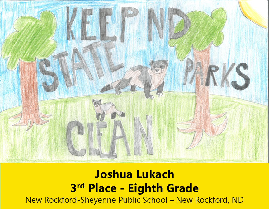 Drawing of black footed ferrets amount trees under a blue sky. 