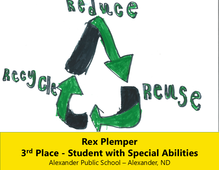 Three arrows in a triangle shape labelled "Reduce", "Reuse" and "Recycle"